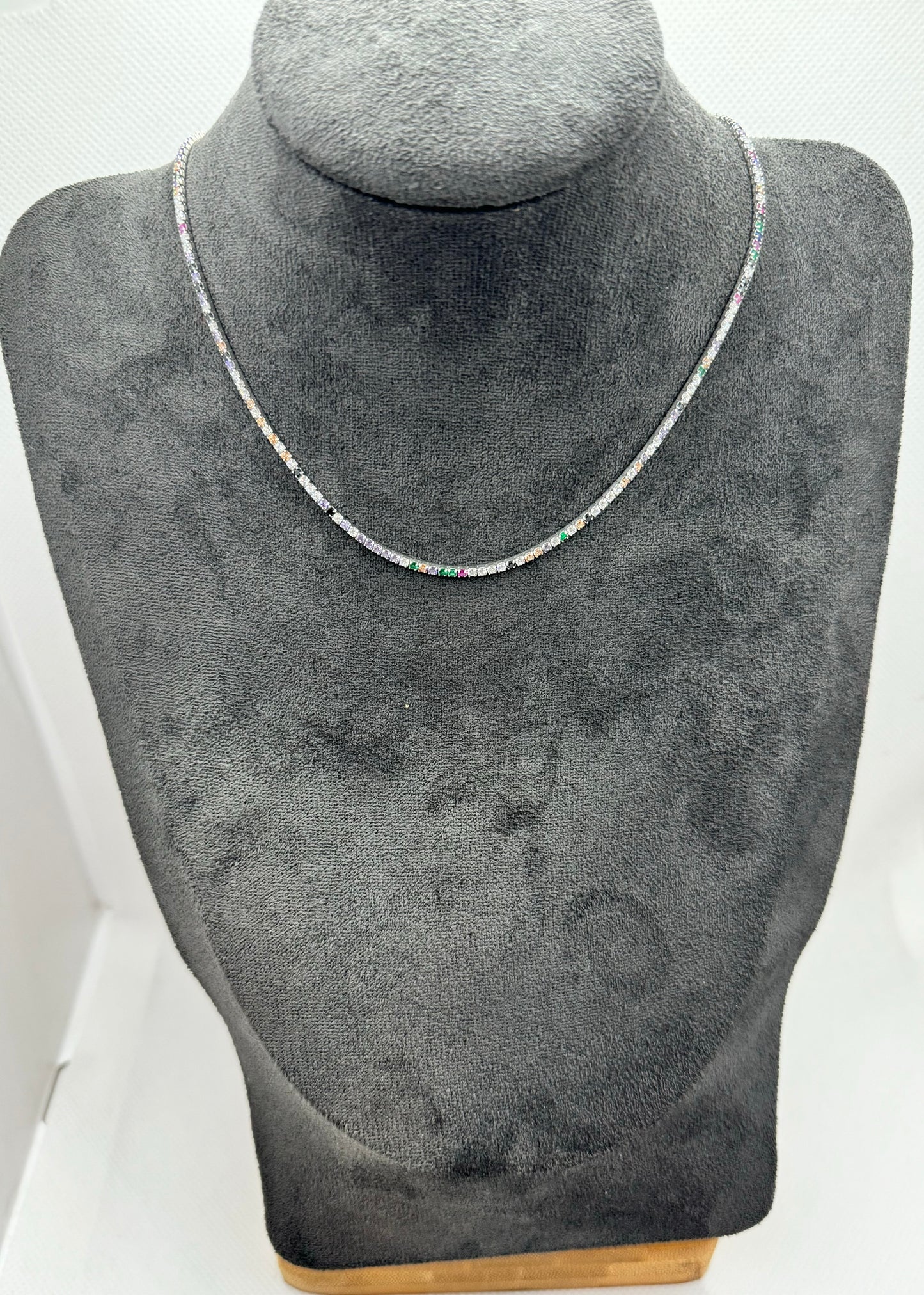 Collana tennis multicolor argento 925