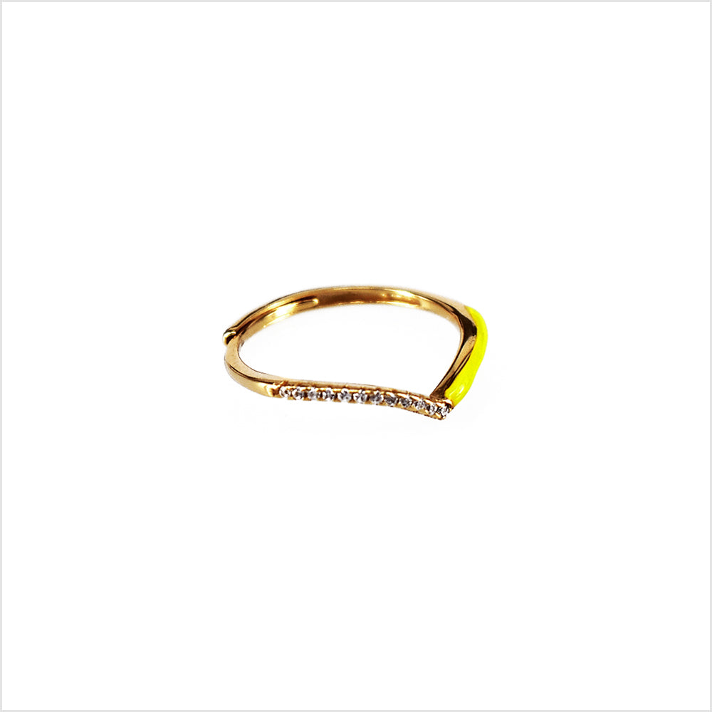 Anello regolabile in argento 925 con smalto e zirconi