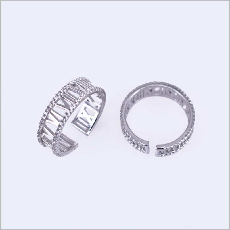 Anello numeri romani in argento 925 con zirconi