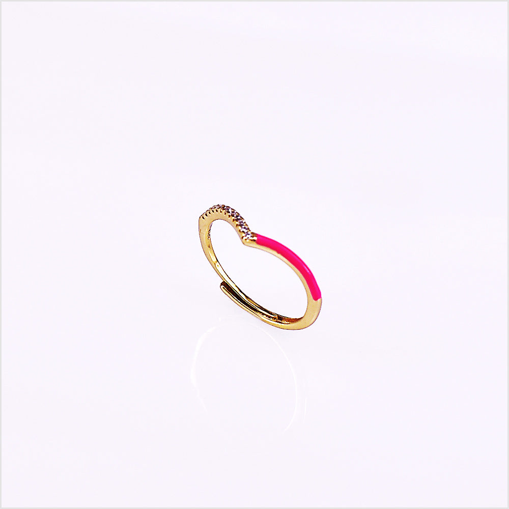 Anello regolabile in argento 925 con smalto e zirconi