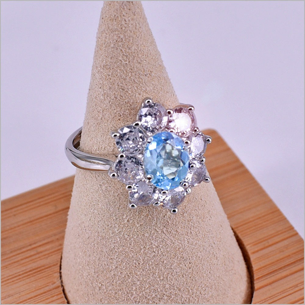 Anello in argento 925 con zirconi regolabile
