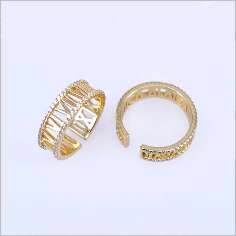 Anello numeri romani in argento 925 con zirconi
