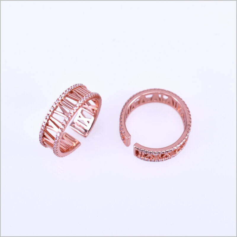 Anello numeri romani in argento 925 con zirconi