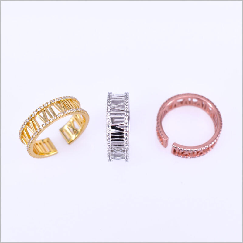 Anello numeri romani in argento 925 con zirconi