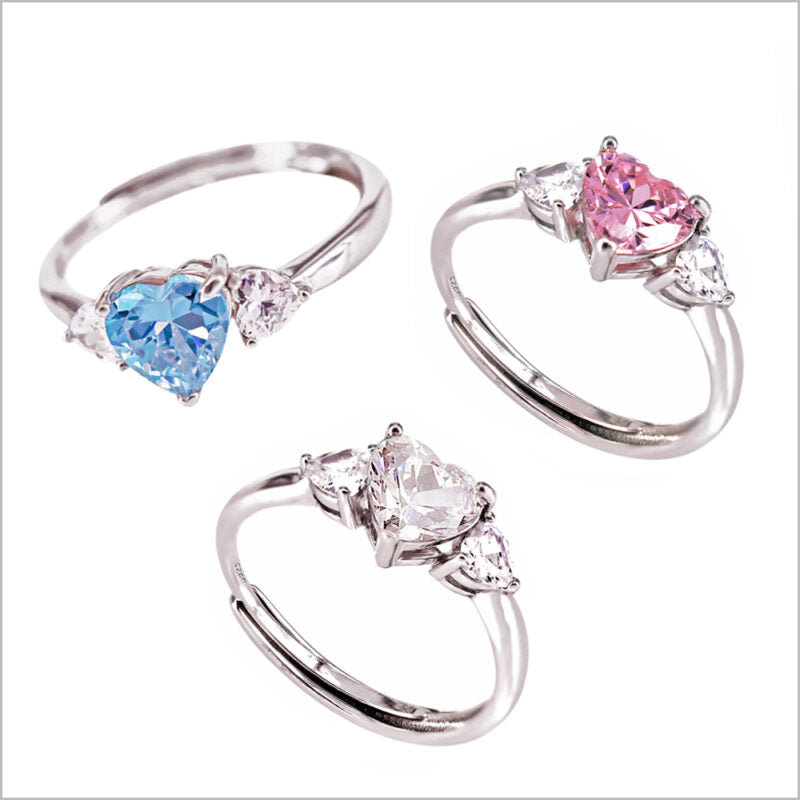 Anello trilogy cuore in argento 925 con zirconi (1Pz.)