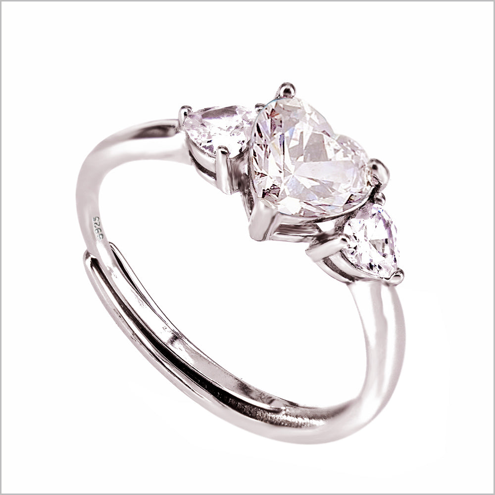 Anello trilogy cuore in argento 925 con zirconi (1Pz.)