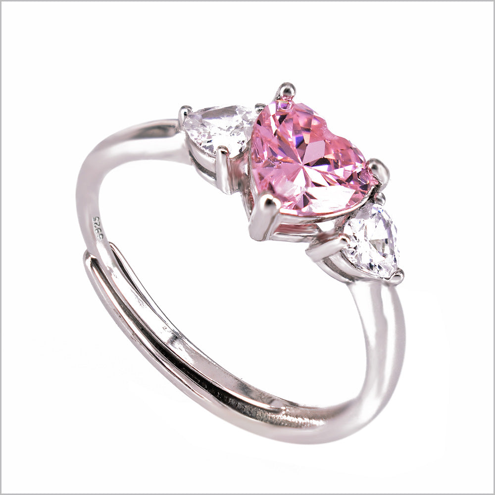 Anello trilogy cuore in argento 925 con zirconi (1Pz.)