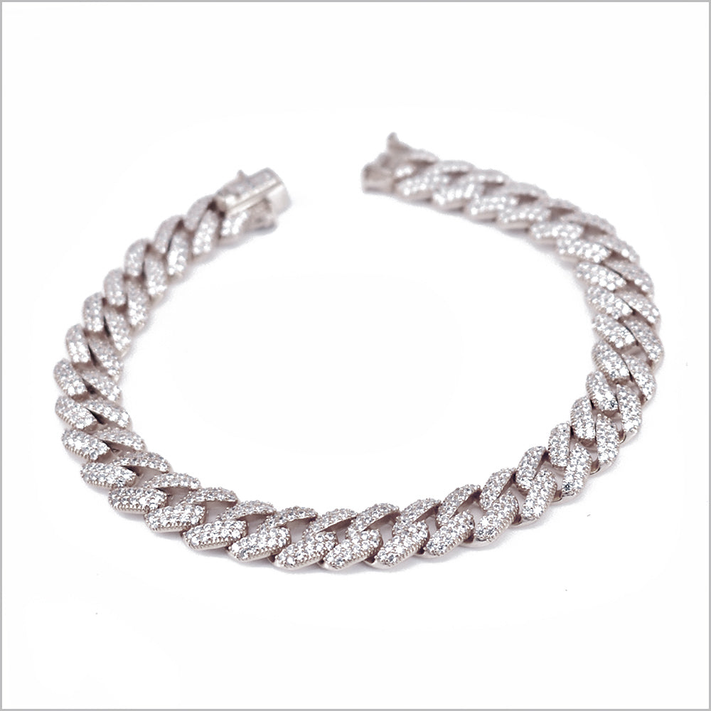 Bracciali a maglia groumette in argento 925 con zirconi