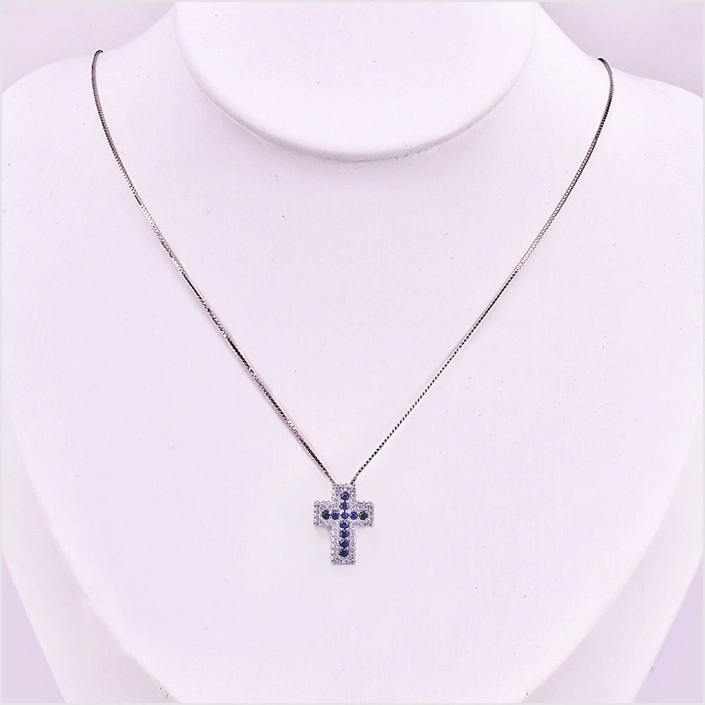 Collana con Pendente Croce in arg925 e zirconi