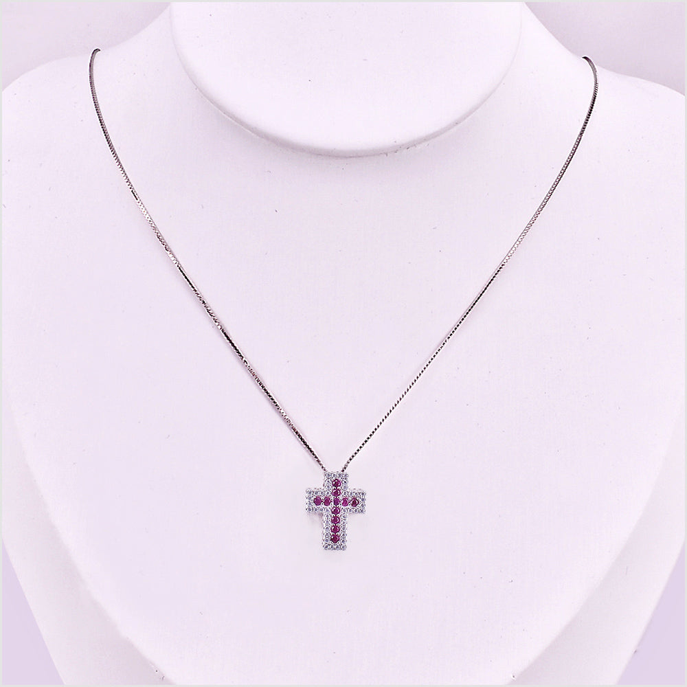 Collana con Pendente Croce in arg925 e zirconi