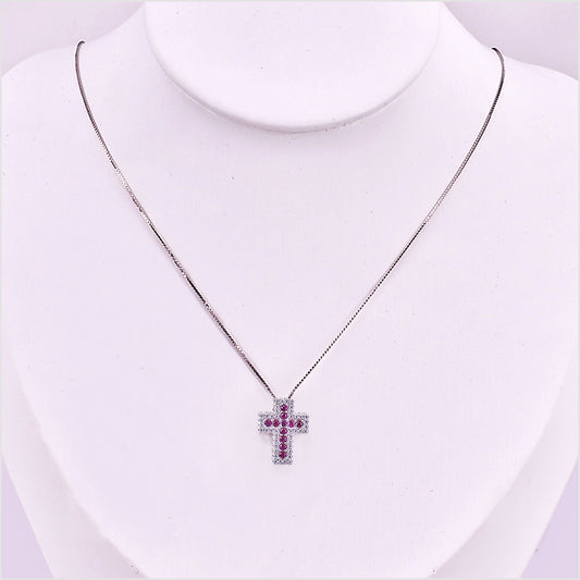 Collana con Pendente Croce in arg925 e zirconi