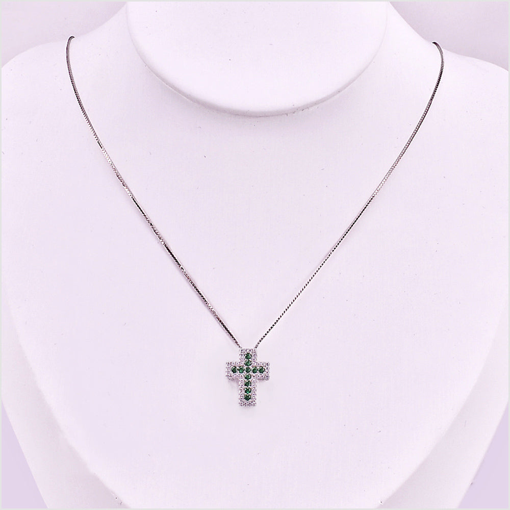 Collana con Pendente Croce in arg925 e zirconi
