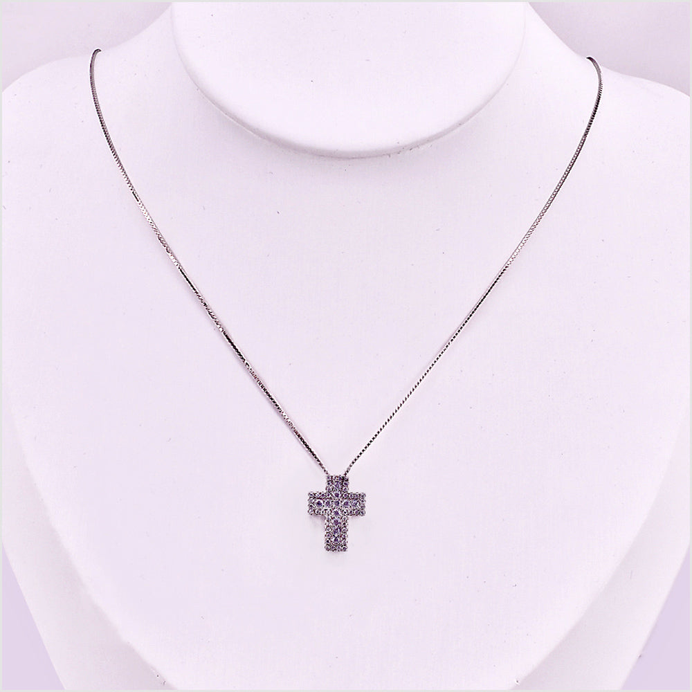 Collana con Pendente Croce in arg925 e zirconi