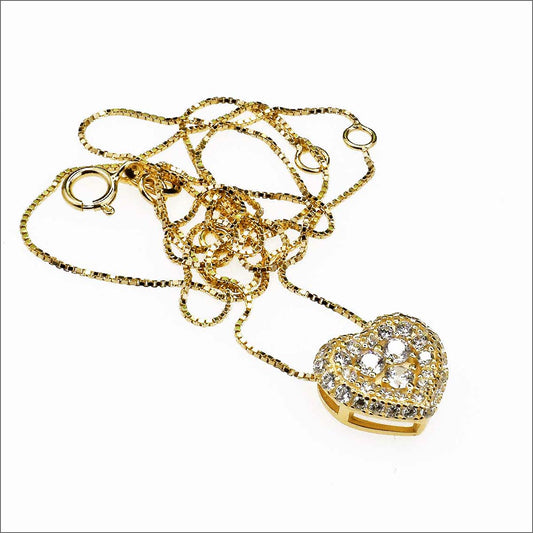 Collana cuore in argento 925 con zirconi e catena veneziana