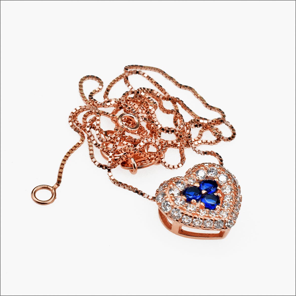 Collana cuore in argento 925 con zirconi e catena veneziana