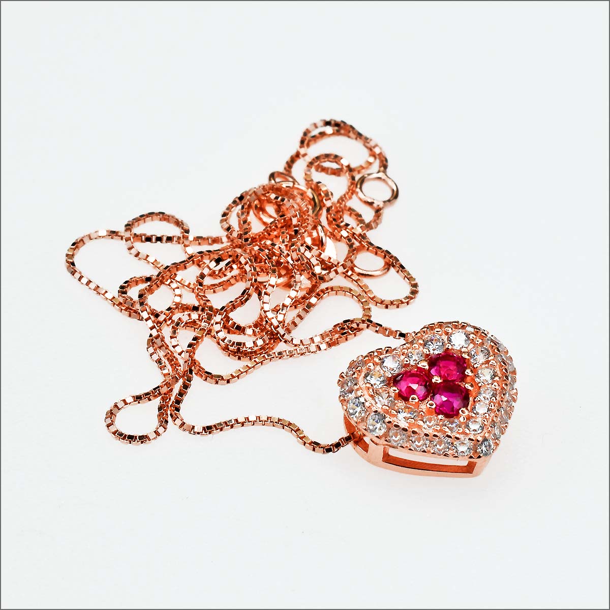 Collana cuore in argento 925 con zirconi e catena veneziana