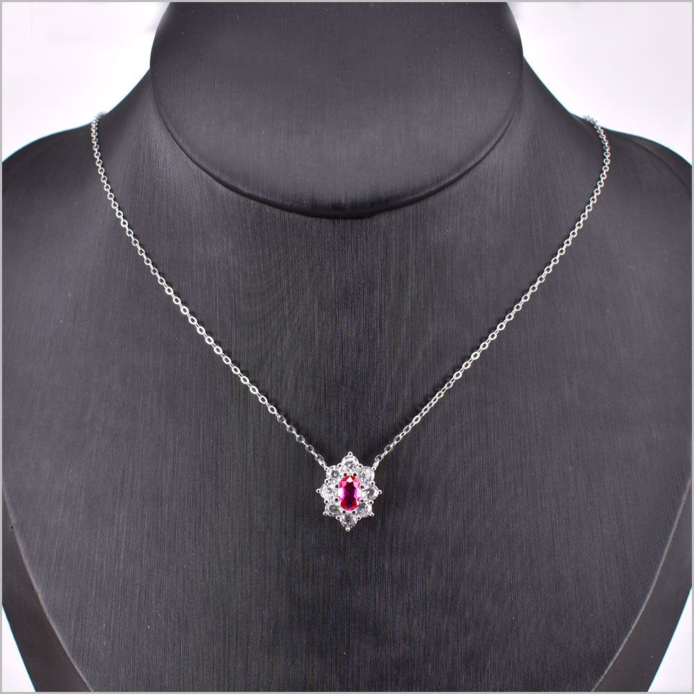 Collana regolabile in argento 925 con ciondolo zirconato