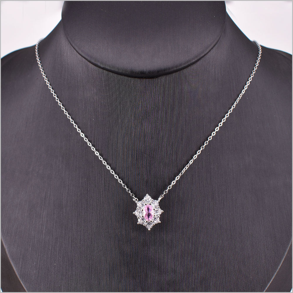 Collana regolabile in argento 925 con ciondolo zirconato