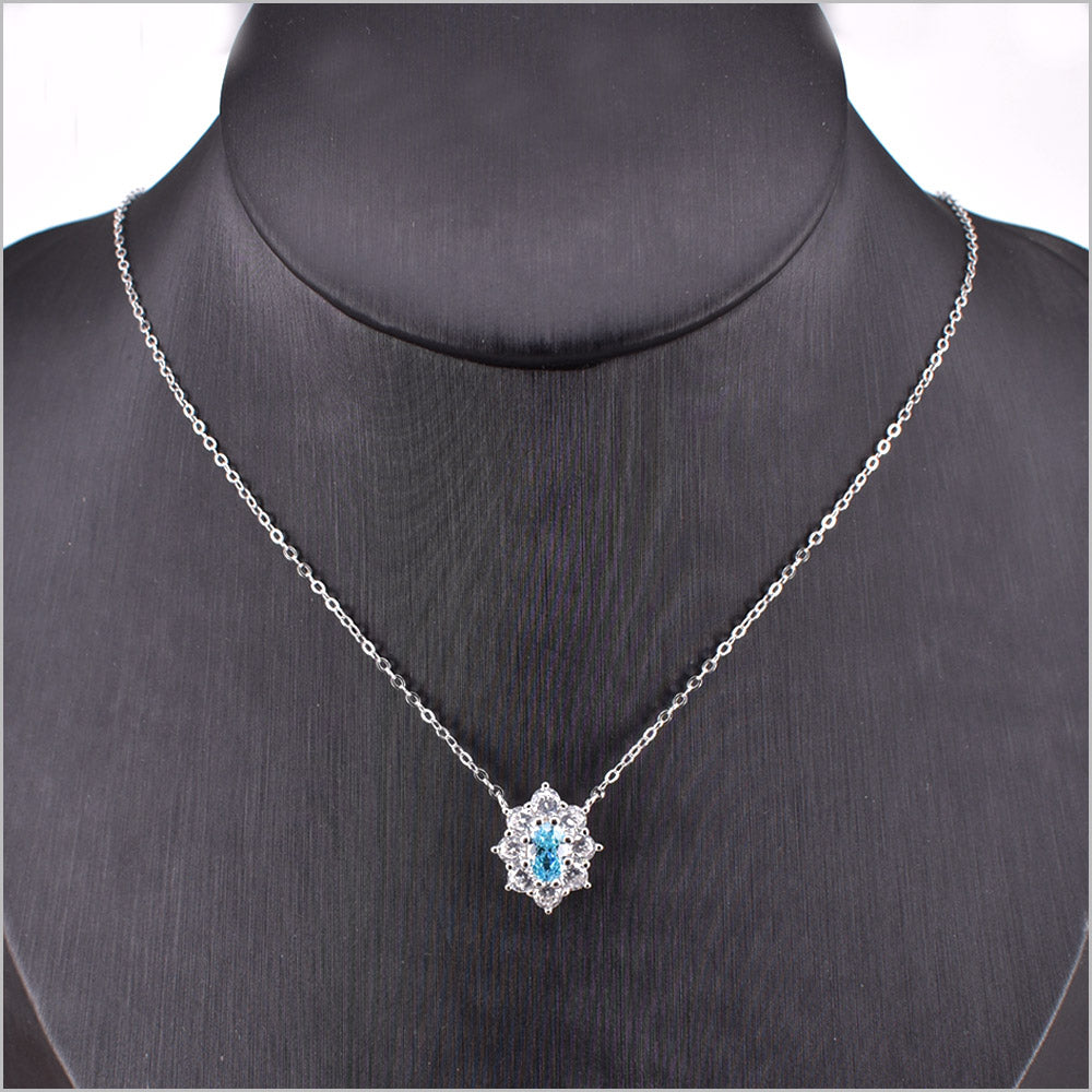 Collana regolabile in argento 925 con ciondolo zirconato