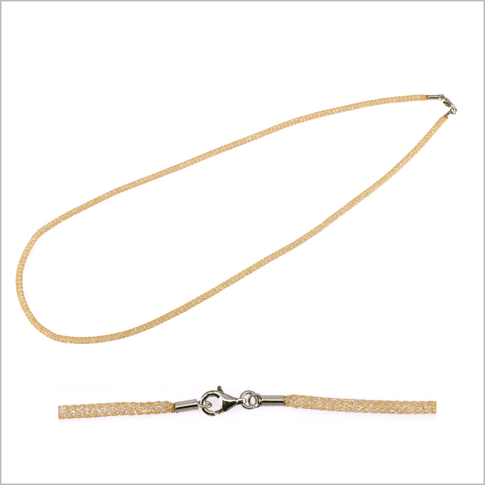 Collana rete tubolare con cristalli chiusure in argento rodiato