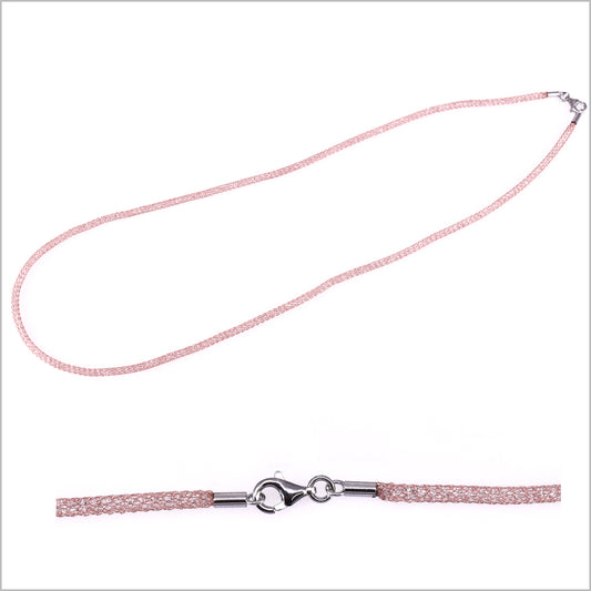 Collana rete tubolare con cristalli chiusure in argento rodiato